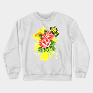 Butterfly And Rose Crewneck Sweatshirt